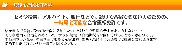 一次帰宅合宿免許とは